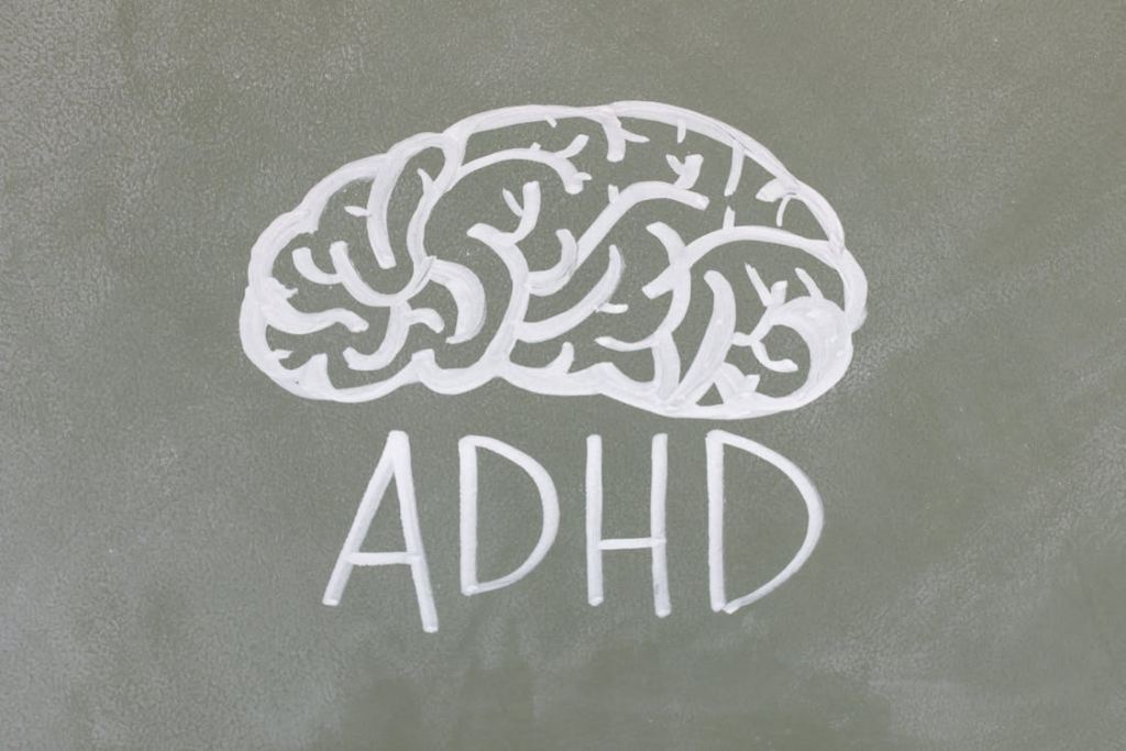 An ADHD illustration on a chalkboard