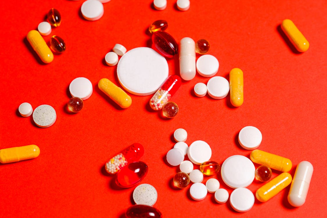 Pills on a surface