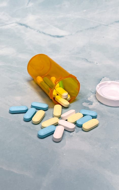 A vial with pills