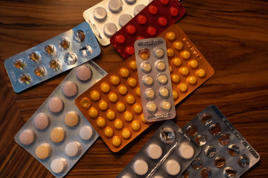 Various pills on a table
